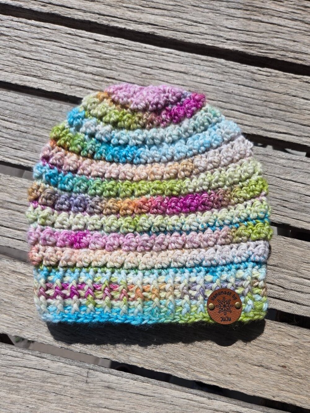 Artisan Handmade Crochet Cotton Blend "Dippin' Dots" Beanie Hat